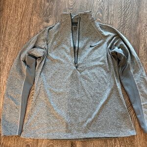 Nike Heather Gray Dri-fit Quarter-Zip Pullover | Size Medium
